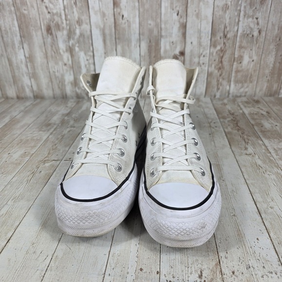 Converse All Star Platform High Top Sneakers‎ White Canvas Women's Size 9 Casual - Picture 4 of 8